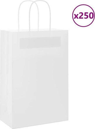 vidaXL Bolsas De Papel Con Asas 250 Uds Blanca 21x11x31 Cm Vidaxl