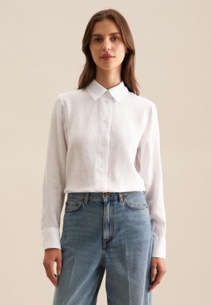 Seidensticker Hemdbluse SEIDENSTICKER Schwarze Rose, Damen, Gr. 3XL (46), weiss (wei&szlig;), 100% Leinen, unifarben, regular fit, ohne Ausschnitt, Blusen Hemdbluse, 1/1 