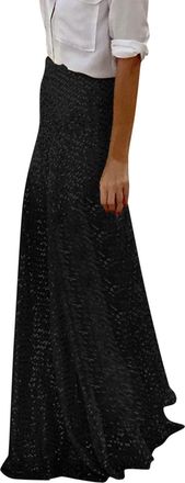 Generic Glitter Skirt Womens Long Sequin Skirt Black Glitter Skirt Womens High Waist Maxi Skirt Skirts Dress Floor Length Wrap Skirt for Women Skirt Casual Sk