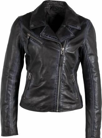 Mauritius Womens Christy Star Leather Jacket In Black/olive
