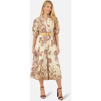 Yumi Broderie Anglaise Cotton Midi Dress in Pink at Nordstrom, Size Medium