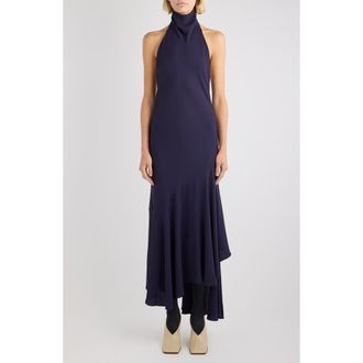 Alaia Asymmetric Halter Dress in Aubergine at Nordstrom, Size 12 Us