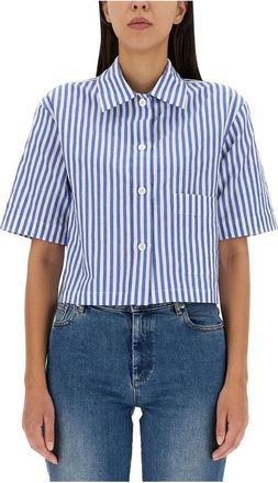 Margaret Howell Drop Pocket Shirt - Dames - Overhemden - Blauw - 2XS - Overhemden
