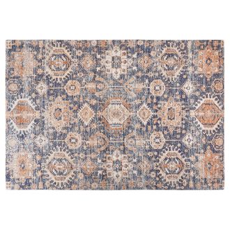 Beliani Beliani - Alfombra De Algod&oacute;n Azul Rojo 140 X 200 Cm Patr&oacute;n Oriental Boho Recibidor Kurin