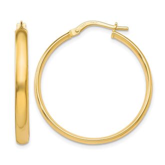 Diamond2Deal 10K Yellow Gold Round Shape Fancy Hoop Earrings