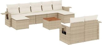 vidaXL Juego De Sof&aacute;s Jard&iacute;n Con Cojines Beige 10 Pzas Rat&aacute;n Sint&eacute;tico Vidaxl