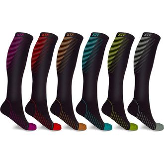 Extreme Fit Assorted 6-Pack Everyday Wear Support Compression Knee Socks in Black Assorted at Nordstrom Rack, Size Large/x-Large