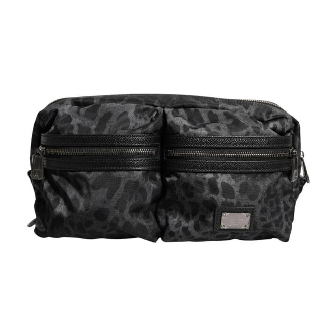 Belt Bags, male, Black, Size: ONE SIZE Leopard Logo Fanny Pack Bag