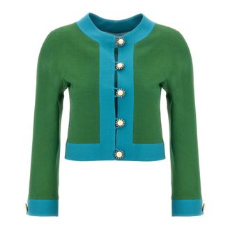 Valentino Garavani Jassen, Dames, Groen, S, Wol, Solid Blazer