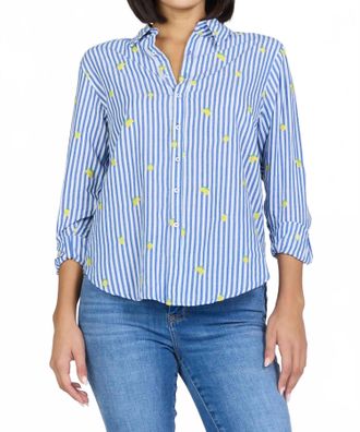 Dear John Denim Lolita Embroidery Top In Blue Lemon
