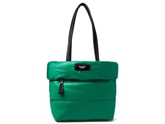 Kate Spade New York Puffed Puffy Fabric Small Tote Handbags Wintergreen, Textile