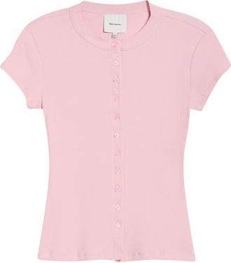 Reformation Raelynn Button Front Organic Cotton Knit Top in Babygirl at Nordstrom, Size X-Small