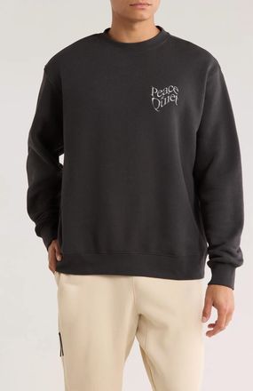 Museum of Peace and Quiet Warped Logo Cotton Crewneck Sweatshirt In Black