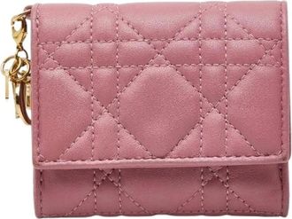 Dior Pre-owned Wallets, female, Pink, Size: ONE SIZE Pre-owned Leather Trifold Wallet