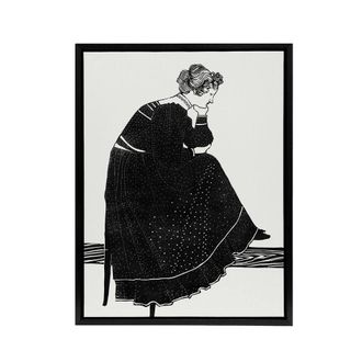 Artery8 Woman Sitting on a Stool Reijer Stolk Framed Canvas Wall Art Print in White | Size: W24 x H32