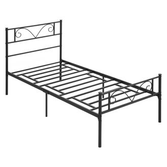 HOMCOM Estructura De Cama Individual De Metal, De 31 Cm De Ancho, Para Un Colch&oacute;n De 90 X 190 Cm, Con Cabecero Tipo Mariposa, De 95 X 196 X 100 Cm, De Color 