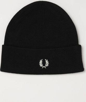 Fred Perry Wool and Cotton Blend Beanie Hat with Embroidered Logo
