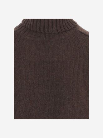 Bruno Manetti Womens Turtle-Neck Sweater Dark Brown Wool Virgin