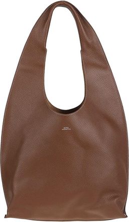 A.P.C. Leren Tas met Nerf - Dames - Schoudertassen - Bruin - ONE Size - Leer - Tassen