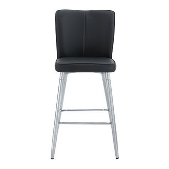 STILVORA Set Di 2 Sgabelli Da Bar Con Schienale Ergonomico E Poggiapiedi, Metallo E Similpelle, Nero E Argento