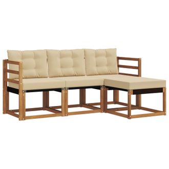 vidaXL Conjunto De Sof&aacute;s De Exterior Con Coj&iacute;n 4 Pcs Natural Y Beige Vidaxl