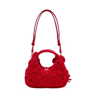 Ganni Handbags, female, Red, Size: ONE SIZE Mini Hobo Bag