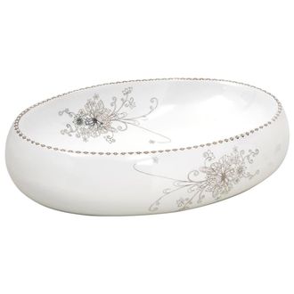 Berkfield Home Countertop Basin White Oval 59x40x15 cm Ceramic | Size: 59 x 40 x 15 cm