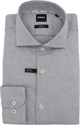 HUGO BOSS Slim-fit overhemd van gestructureerd katoen - Heren - Zakelijke Overhemden - Blauw - M - Katoen - Overhemden