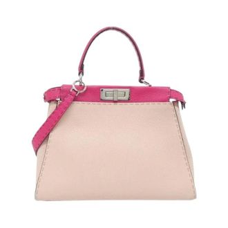 Fendi Pre-owned Selleria Peekaboo Lederen Handtas - Dames - Pre-owned - Roze - Maat: ONE Size Leer
