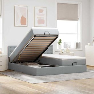 vidaXL Estructura De Cama Otomana Colchones Tela Gris Claro 180x200cm Vidaxl