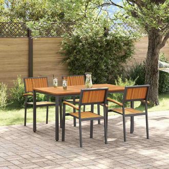 vidaXL Conjunto De Comedor De Jard&iacute;n 5 Pcs Negro Y Marr&oacute;n Vidaxl