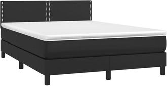 vidaXL Cama Box Spring Colch&oacute;n Y Led Cuero Sint&eacute;tico Negro 140x200 Cm Vidaxl
