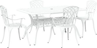 vidaXL 5 Piece Garden Dining Set White Cast Aluminium vidaXL
