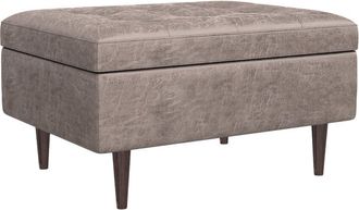 Simpli Home Shay 34In Mid Century Modern Small Rectangle Coffee Table Storage Ottoman