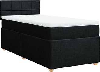 vidaXL Cama Box Spring Con Colch&oacute;n Tela Negro 90x200 Cm Vidaxl