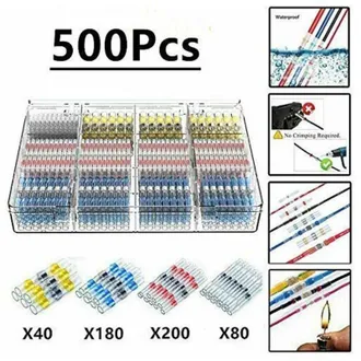 OEM Abcrital - Guaina Termorestringente Impermeabile Ip67 - Confezione Da 500 Terminali Elettrici Saldabili - Connettori In Rame Per Applicazioni Nautiche