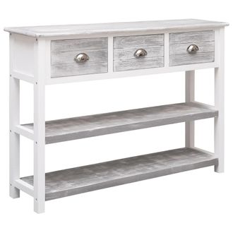 vidaXL Vidaxl - Aparador Madera Maciza De Paulownia Gris Antiguo 108x30x76 Cm