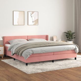 vidaXL Cama Box Spring Con Colch&oacute;n Terciopelo Rosa 200x200 Cm Vidaxl