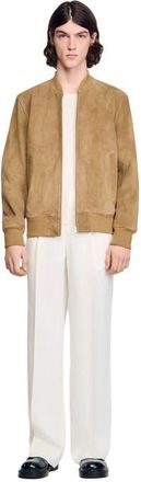 Sandro Zip-up split leather jacket in Cappucino at Nordstrom, Size Xx-Large