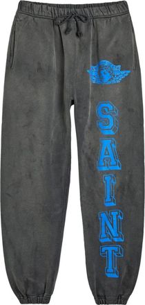 Saint Mxxxxxx drawstring graphic-print track pants - Black