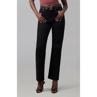 Lola Jeans Denver High Rise Straight Jeans in Black at Nordstrom, Size 34