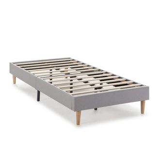 HOMN Base tapizada 90x190 cm gris claro, 30 cm altura