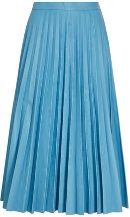 8 by YOOX LEATHER PLEATED MIDI SKIRT