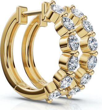 Pompeii3 1Ct 6-Stone Diamond Hoops 10k Gold Lab Grown