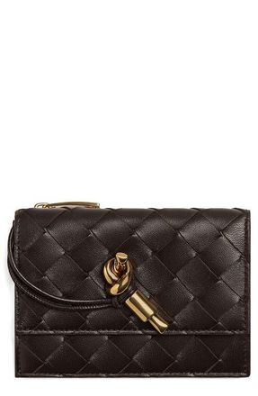 Bottega Veneta Andiamo Slip Intrecciato Leather Zip Card Case in 2190 Fondant-M Brass at Nordstrom
