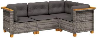 vidaXL Vidaxl - Set De Sof&aacute;s De Jard&iacute;n 4 Pzas Y Cojines Rat&aacute;n Sint&eacute;tico Gris