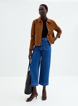 Contemporaine Womens Patch-pocket stretch jean Fit: Wide leg, high rise