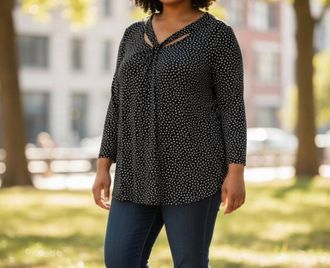 Kasper Womens Polka Dot Top In Black