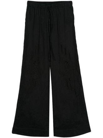 P.A.R.O.S.H. broderie-anglaise linen trousers - Black