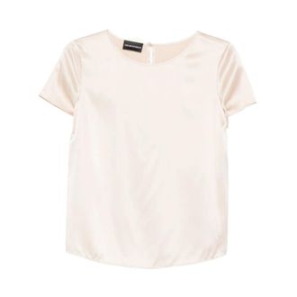 Emporio Armani Blouses, female, Beige, Size: XL Silk Satin Blouse